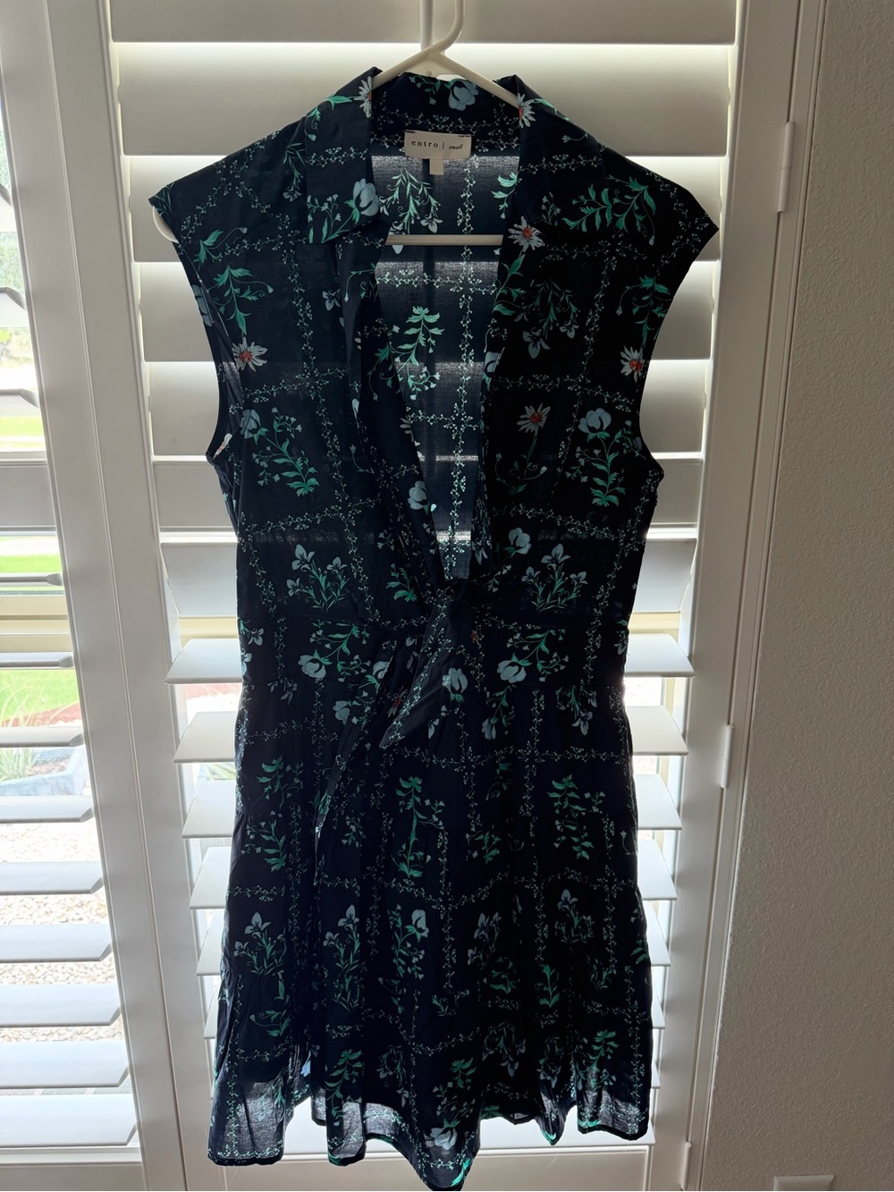 entro Black Floral Mini Dress with Green and Light Blue Print